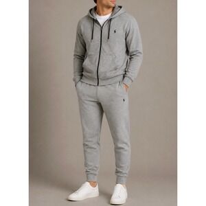 Polo Ralph Lauren SET Mens Grey Full Zip Hoodie and Jogger Tracksuit Set Large